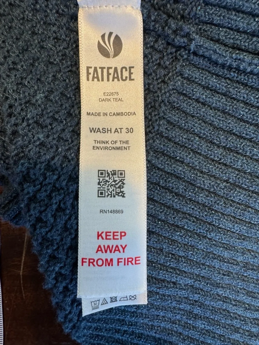 FATFACE Dark Teal Hadley 2 in 1 Devore Jumper Sweater Velvet Burnout Sz 18